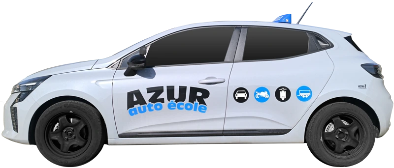 Clio 5 Phase 2, utilisée par l'auto-école AZUR pour les leçons de conduite en permis B